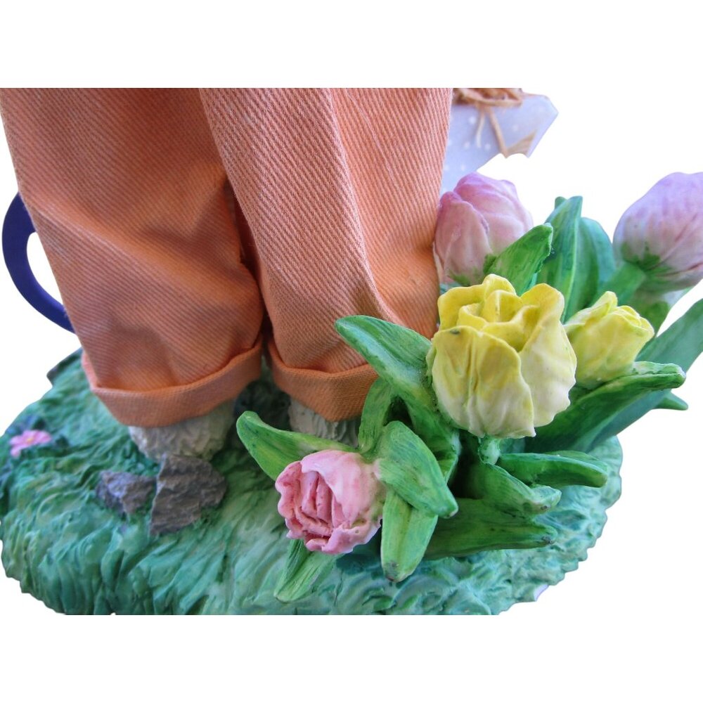 Fabric Mache Mr. Easter Bunny Paints Eggs Baby Bunny Duck In Wheelbarrow GUC - Picture 9 of 12